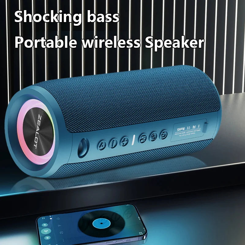 ZEALOT S51 Pro 40W Wireless Speakers, Outdoor Portable Subwoofer Speaker, Waterproof IPX 6, Dual Pairing,5200mAh Battery.