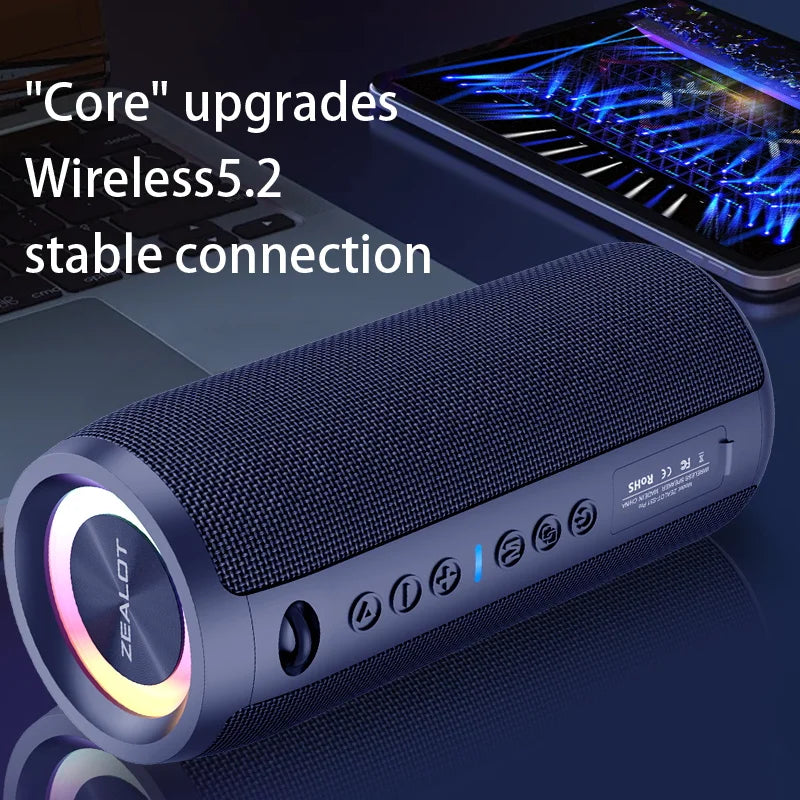 ZEALOT S51 Pro 40W Wireless Speakers, Outdoor Portable Subwoofer Speaker, Waterproof IPX 6, Dual Pairing,5200mAh Battery.