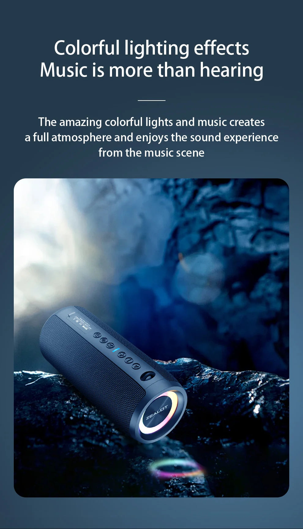 ZEALOT S51 Pro 40W Wireless Speakers, Outdoor Portable Subwoofer Speaker, Waterproof IPX 6, Dual Pairing,5200mAh Battery.